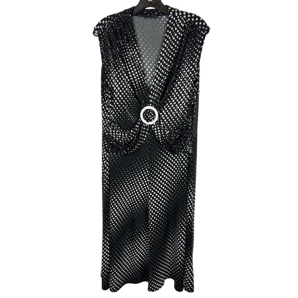 Frank Lyman Avante Garde Black and White Polka Dot Sequin Flare Midi Dress 12/L